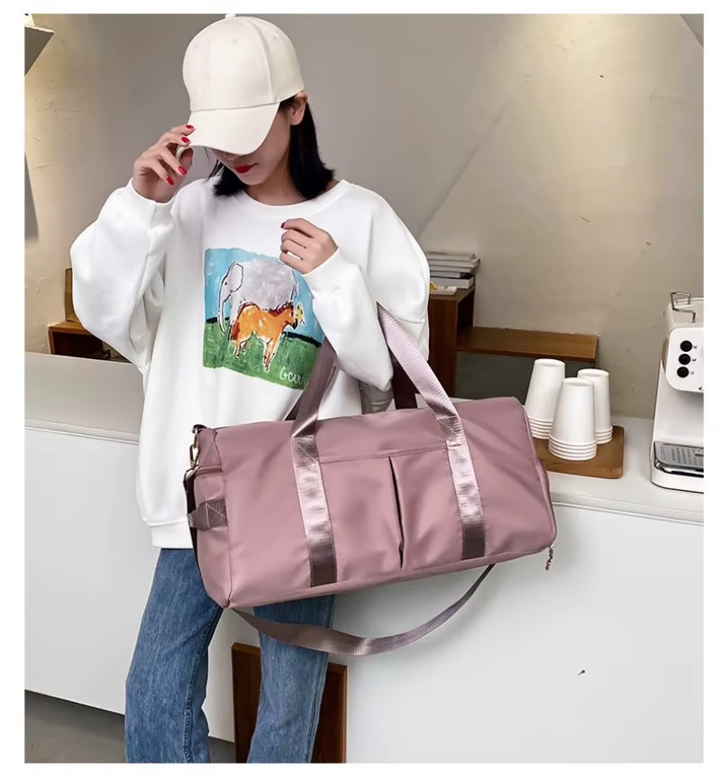 Outdoor Waterproof Nylon Sports Gym Bag for Men and Women - Versatile Fitness and Travel Handbag with Yoga Mat and Shoe Compartment