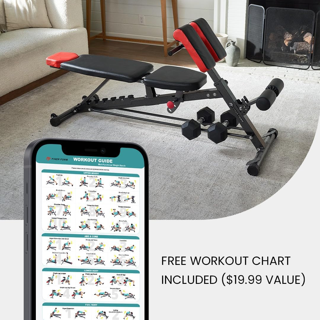 Multi-Functional FID Weight Bench for Versatile Full-Body Workouts – Hyper Back Extension, Roman Chair, Adjustable Ab Sit-Up Bench, Incline/Decline Bench, and Flat Bench