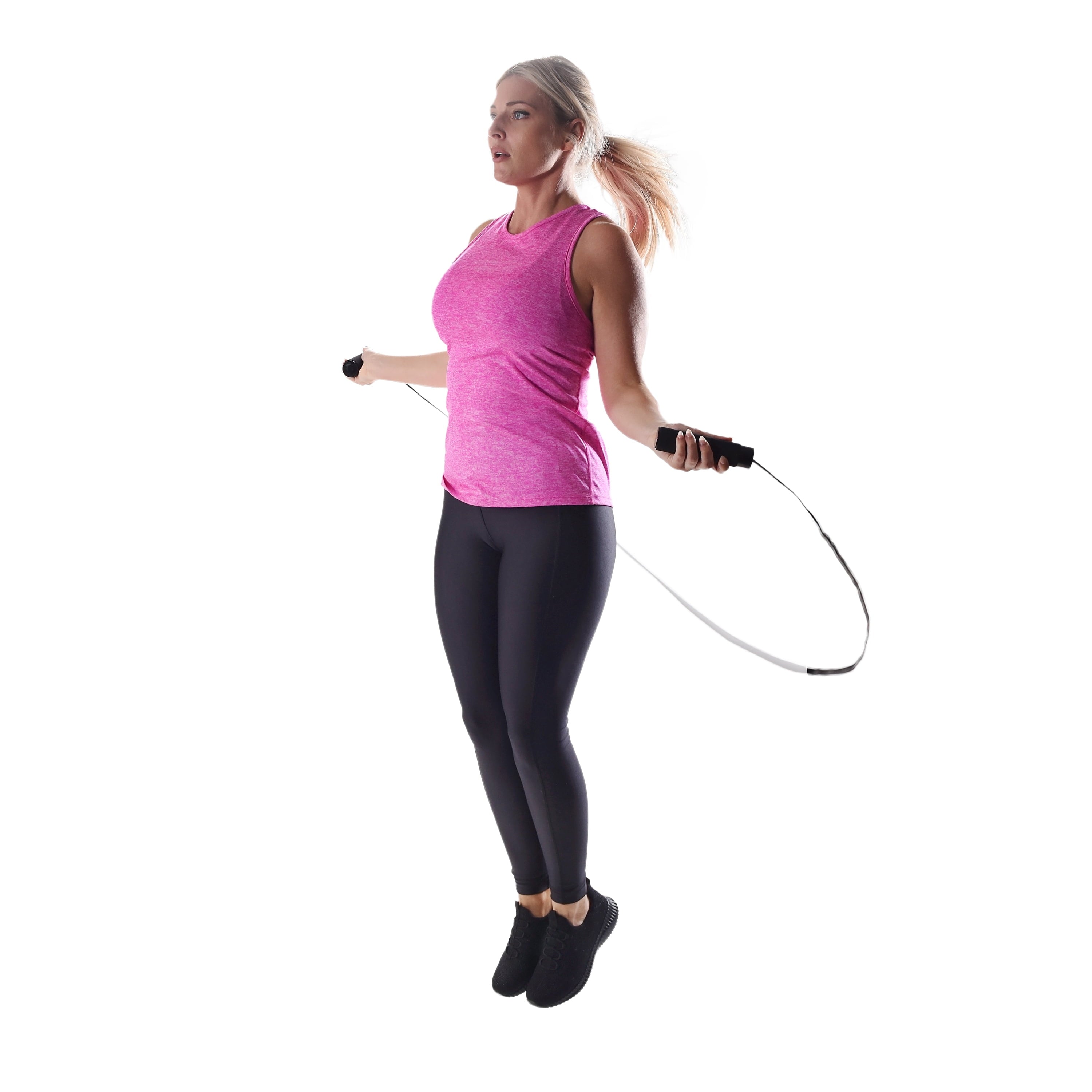 Adjustable Weighted Jump Rope with 9' Length Capability, Black