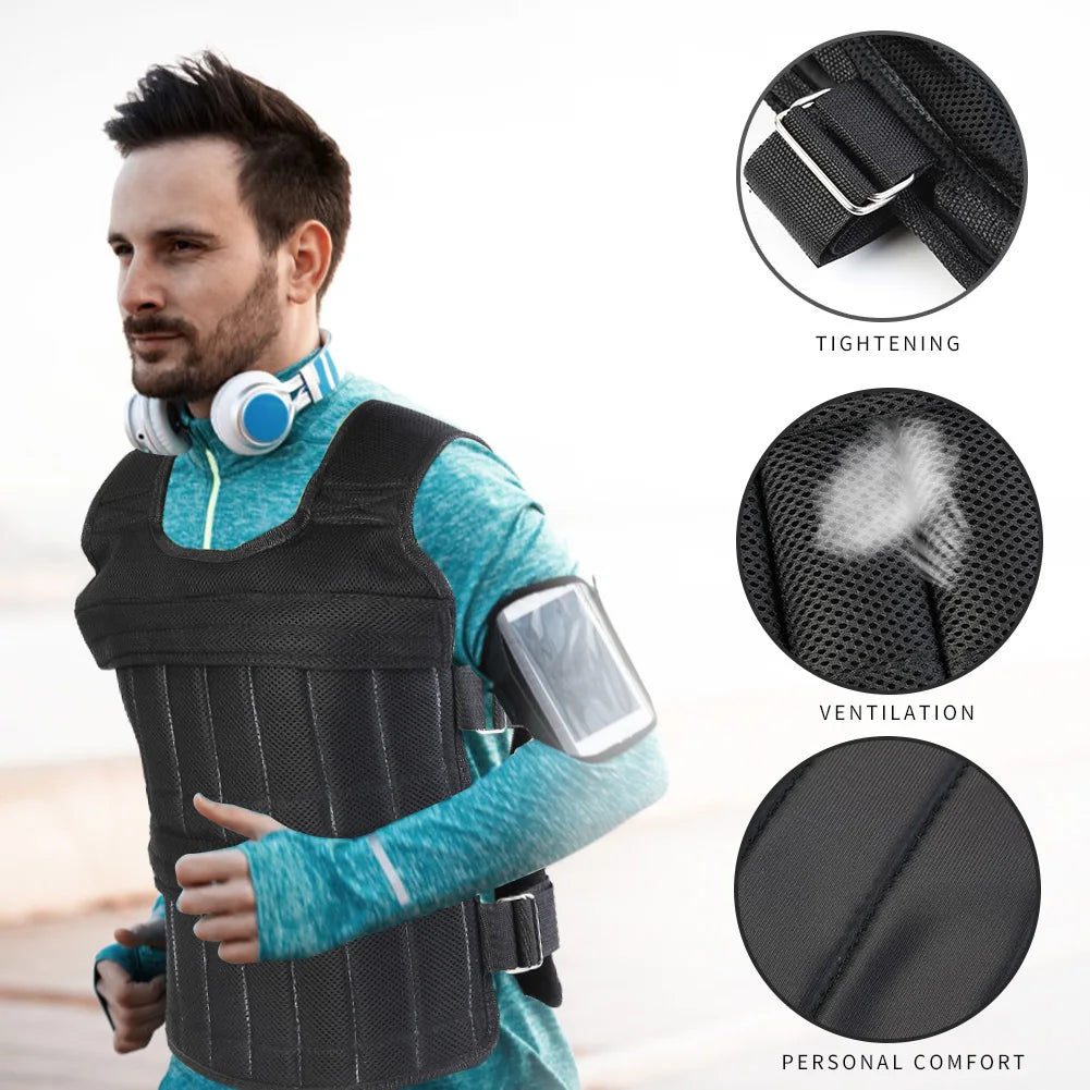 Adjustable Weight Vest for Running and Training - 3/15/20/35/50 Kg Load Capacity Fitness Jacket